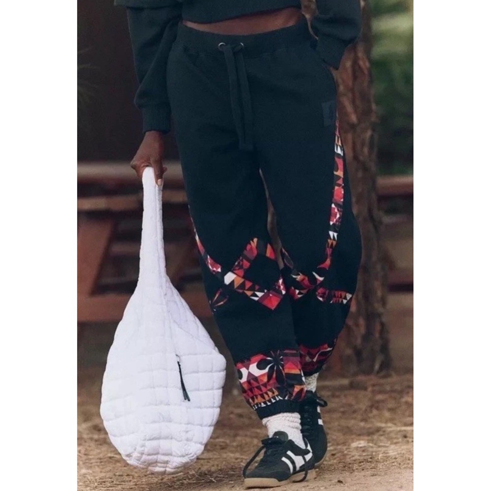 Free‎ People FP Movement Women's Snow Flow Joggers Size S Black Combo Aztec